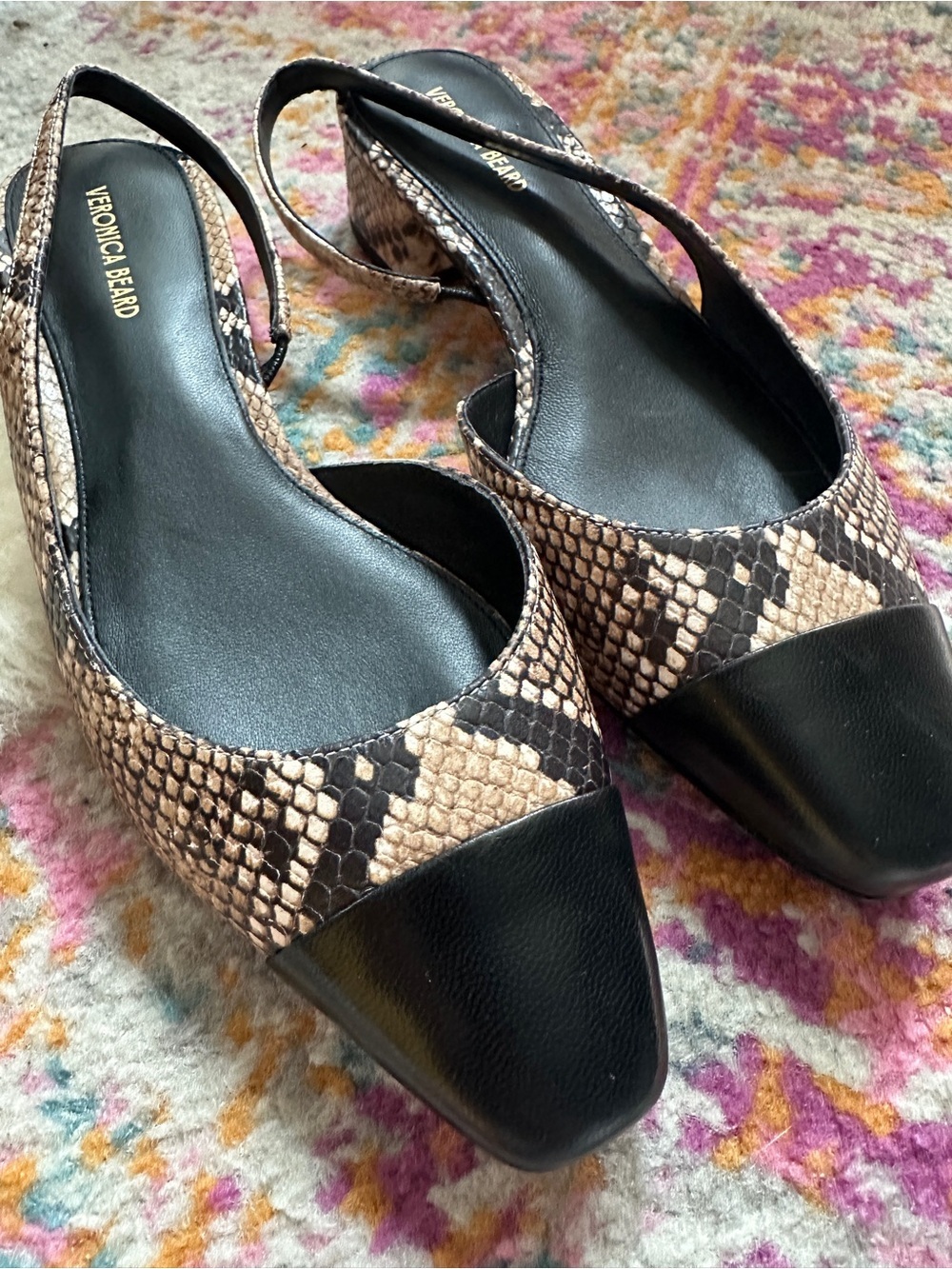 Veronica Beard Cecile Slingback Pumps – Latte Snakeskin Print – Women’s Size 7 - Picture 3 of 10